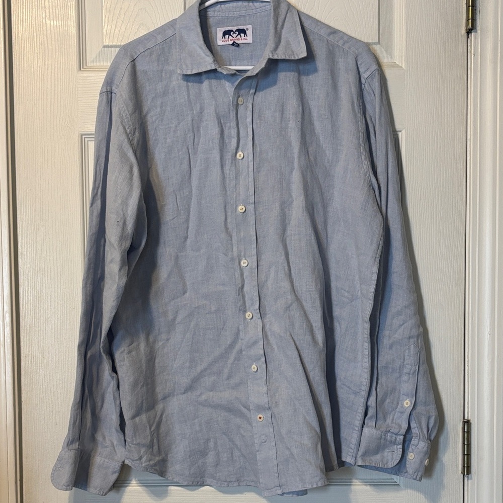 Men’s Love Brand & Co. button-down 100% Linen Long Sleeve. Large.
